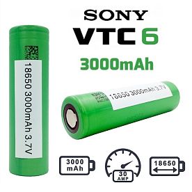 Аккумулятор Sony VTC6 3000 мАч (30А) купить в Москве, Vape, Вейп, Электронные сигареты, Жидкости