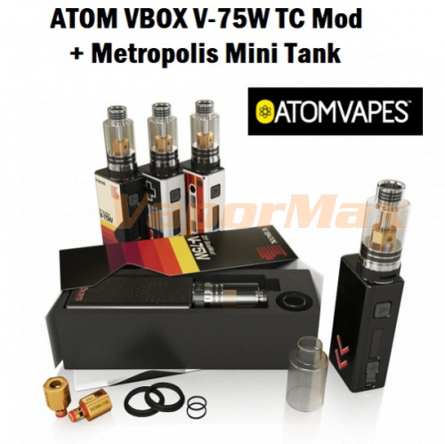 ATOM VBOX V-75W TC Mod  + Metropolis Mini Tank