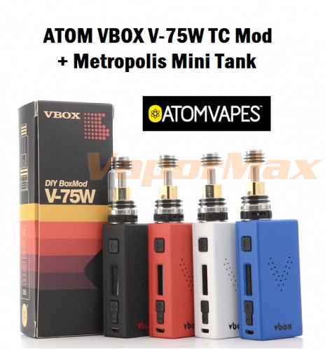 ATOM VBOX V-75W TC Mod  + Metropolis Mini Tank фото 5