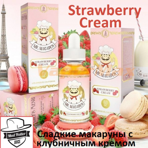 Жидкость Mr. Macaron - Strawberry Cream (60мл)