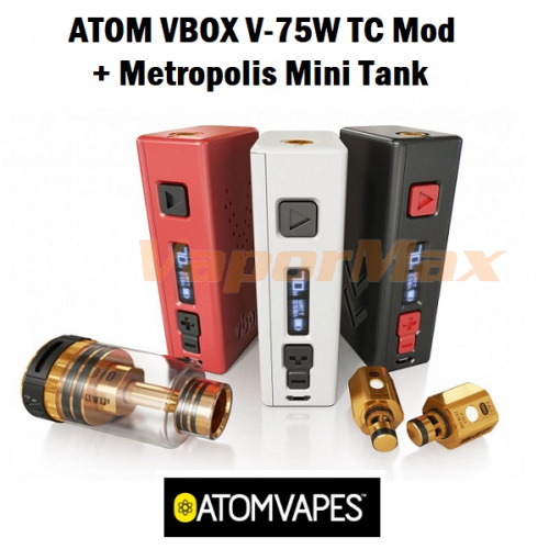 ATOM VBOX V-75W TC Mod  + Metropolis Mini Tank фото 2